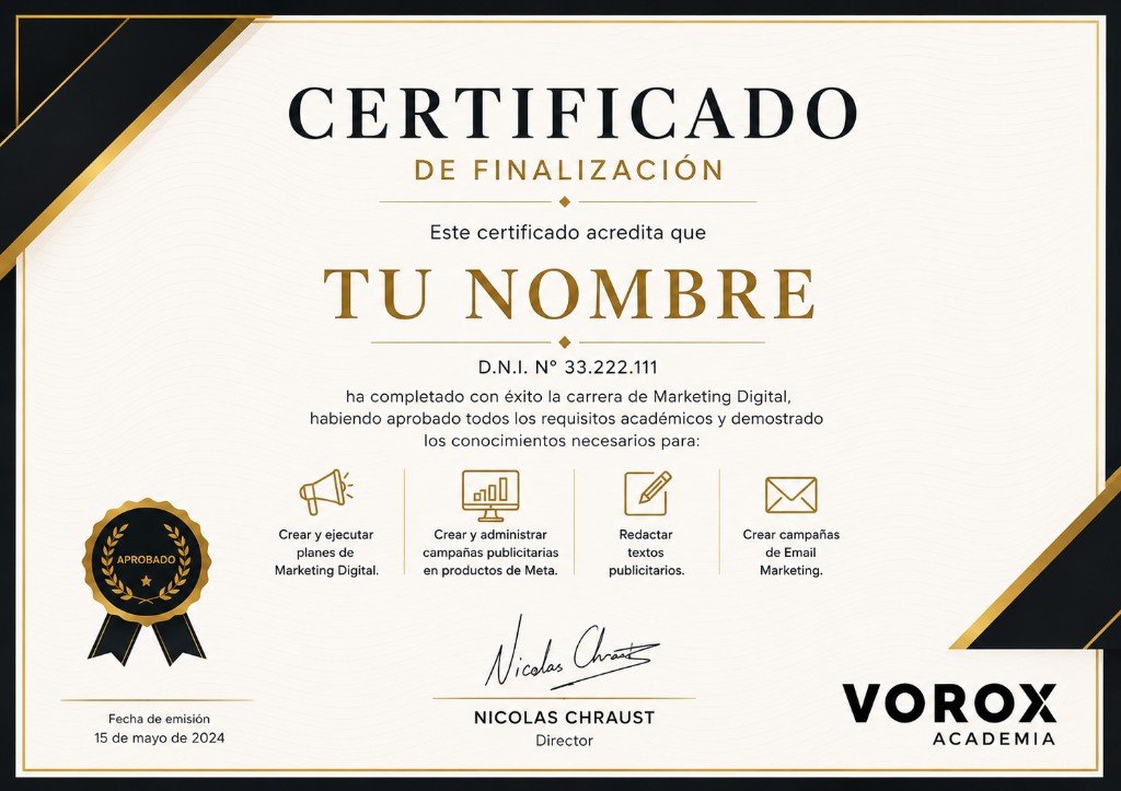 Ejemplo de certificado VOROX Academia
